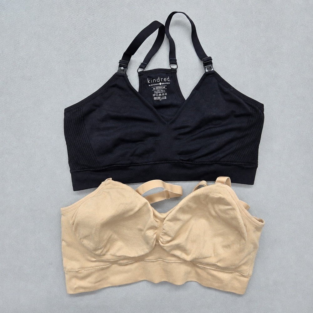 Kindred Bravely Sublime Hands Free Pumping Nursing Bra Set Black Tan M Regular